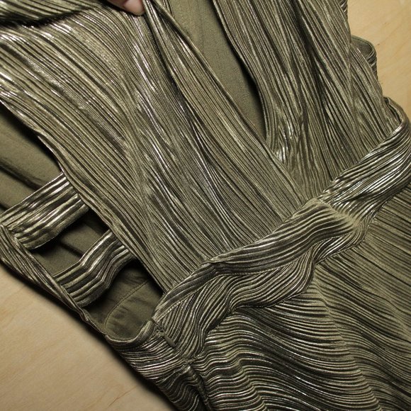 NWT MAJE Royal Pleated Maxi Dress In Khaki sz 40 $415 - Picture 9 of 16